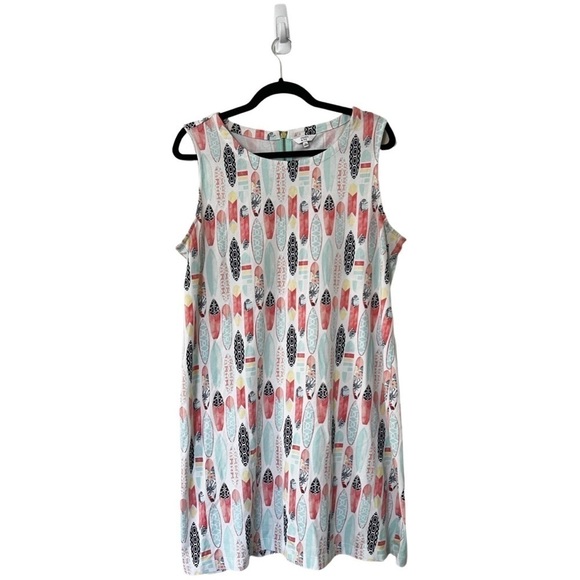 CROWN & IVY Printed Sleeveless Multicolor Mini Shift Dress Sz XL - Picture 1 of 4